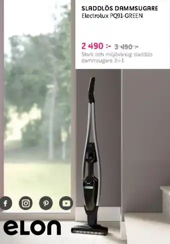 Elon SLADDLÖS DAMMSUGARE Electrolux PQ91-GREEN erbjuda