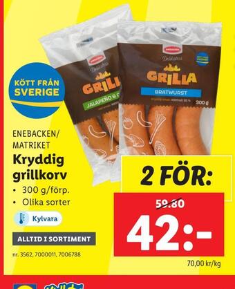Lidl Kryddig grillkorv erbjuda
