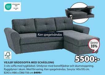JYSK Vejlby bäddsoffa med schäslong erbjuda