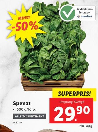 Lidl Spenat erbjuda
