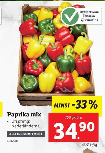 Lidl Paprika mix erbjuda