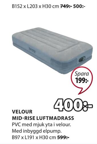 JYSK Velour mid-rise luftmadrass erbjuda