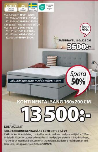 JYSK Gold c60 kontinentalsäng comfort+ grå-29 erbjuda