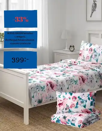 IKEA BODILSKERPåslakan 1 örngott, flerfärgad/blommönster, 150x200/50x60 cm erbjuda