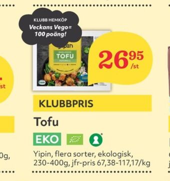 Hemköp Yipin tofu erbjuda