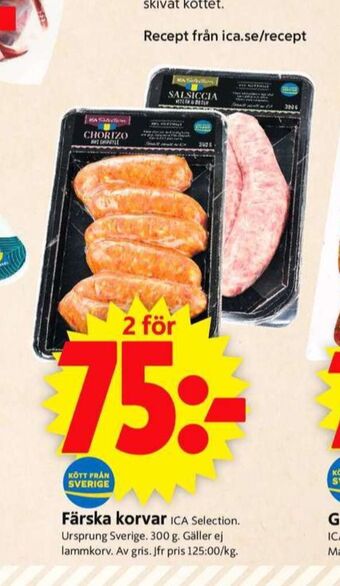 ICA Supermarket Ica selection salchichas erbjuda