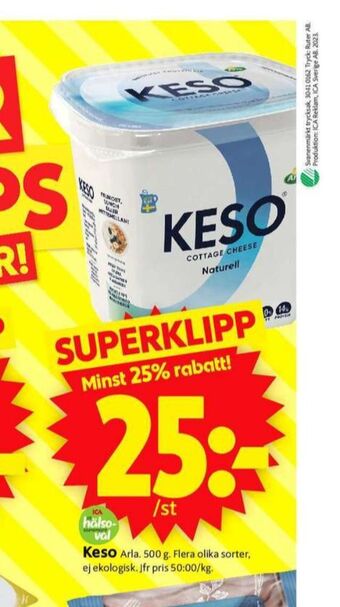 ICA Supermarket Keso cottage cheese erbjuda
