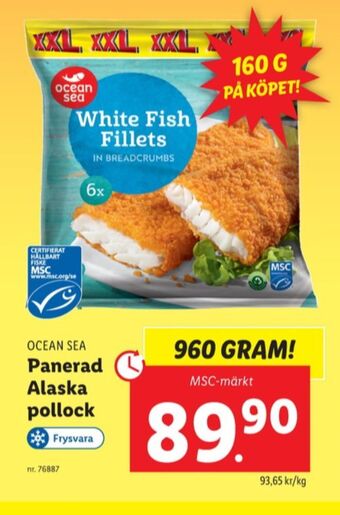 Lidl Ocean sea pollockfilé panerad erbjuda