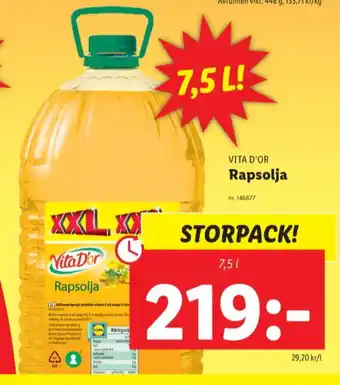 Lidl Vita dor rapsolja erbjuda