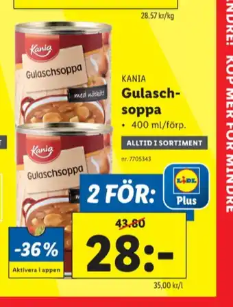 Lidl Kania soppor erbjuda