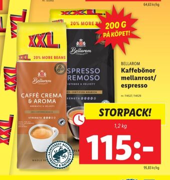 Lidl Espresso cremoso kaffebönor erbjuda