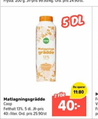 Coop Extra Coop matlagningsgrädde erbjuda