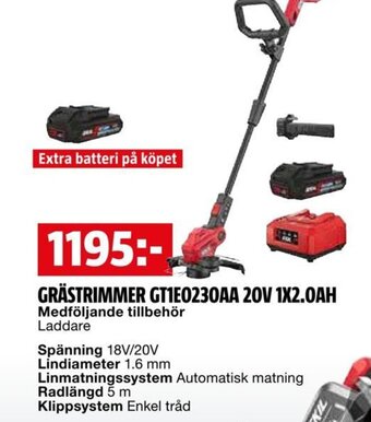 Bauhaus GRÄSTRIMMER GT1E0230AA 20V 1X2.0AH erbjuda