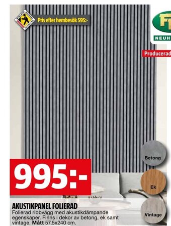 Bauhaus AKUSTIKPANEL FOLIERAD erbjuda