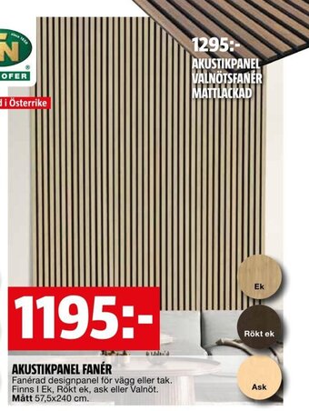 Bauhaus AKUSTIKPANEL FANÉR erbjuda