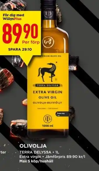 Willys OLIVOLJA TERRA DELYSSA. IL erbjuda