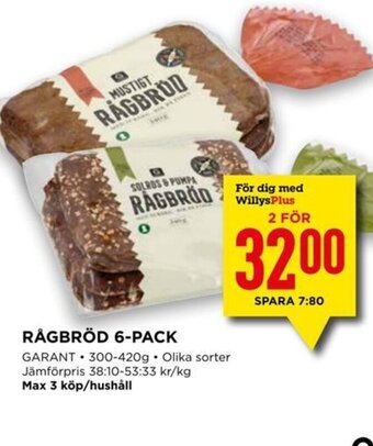 Willys RÅGBRÖD 6-PACK GARANT. erbjuda