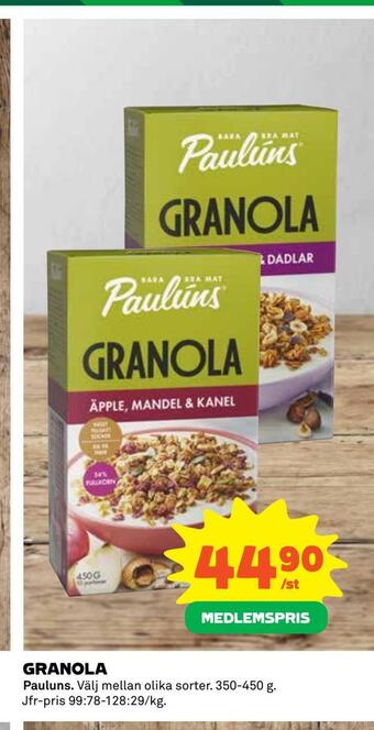 Coop Daglivs Granola erbjuda
