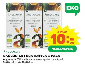 Coop Daglivs Ekologisk fruktdryck 3-pack erbjuda