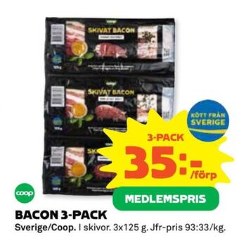 Coop Daglivs Bacon 3-pack erbjuda