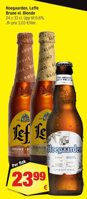Calle Hoegaarden, leffe brune el. blonde erbjuda