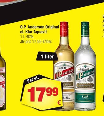 Calle O.p. anderson original el. klar aquavit erbjuda