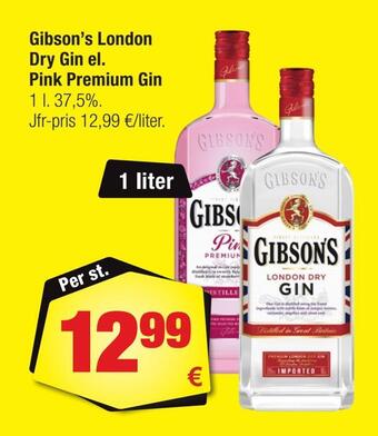 Calle Gibson's london dry gin el. pink premium gin erbjuda