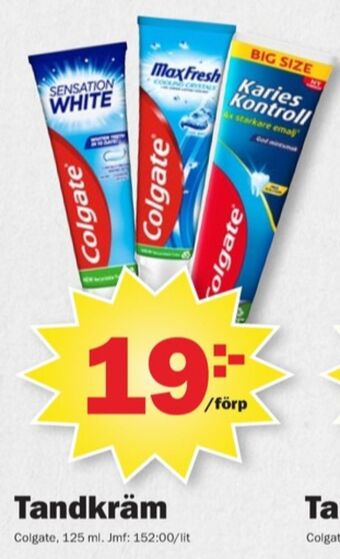 Pekås Colgate tandkräm erbjuda