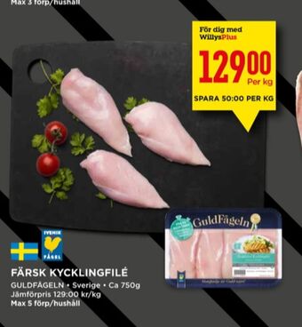 Willys Guldfågeln kycklingfilé erbjuda