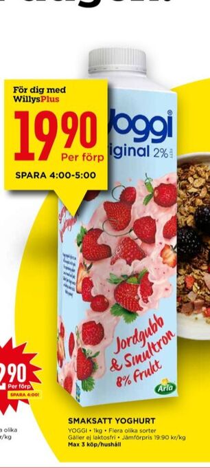 Willys Yoggi yoghurt erbjuda