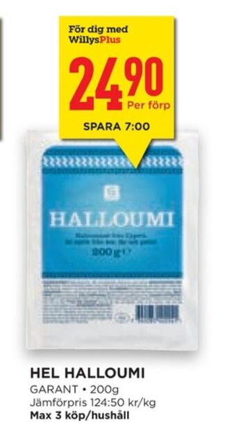 Willys Hemma Garant halloumi erbjuda
