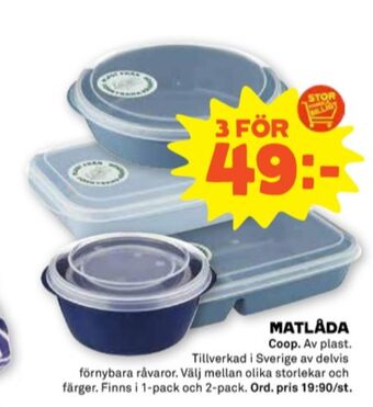 Stora Coop Coop matlådor erbjuda