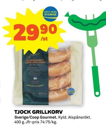 Stora Coop Tjock grillkorv erbjuda