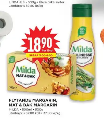 Flytande margarin, mat & bak margarin