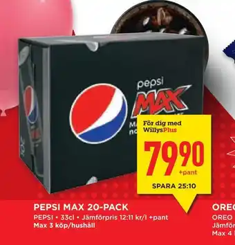 Willys Hemma Pepsi max 20-pack erbjuda