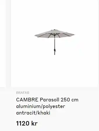 BRAFAB CAMBRE Parasoll 250 cm aluminium/polyester antracit/khaki