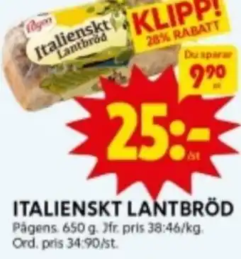 ITALIENSKT LANTBRÖD Pägen