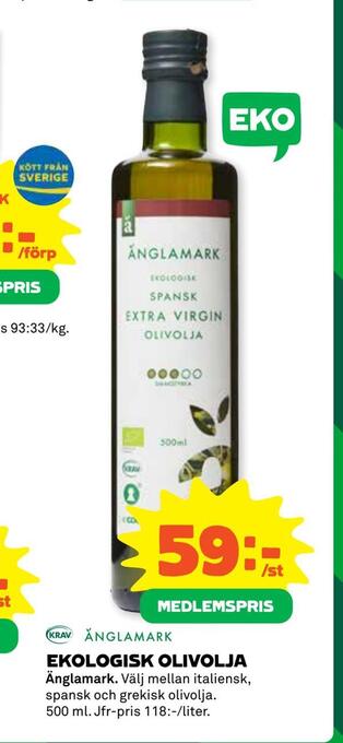 Coop Ekologisk olivolja erbjuda
