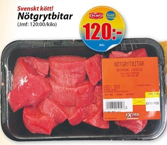 Extra Mjällby Stormarknad Svenskt kött! Nötgrytbitar erbjuda