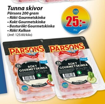 Extra Mjällby Stormarknad Tunna skivor Pärsons 200 gram erbjuda