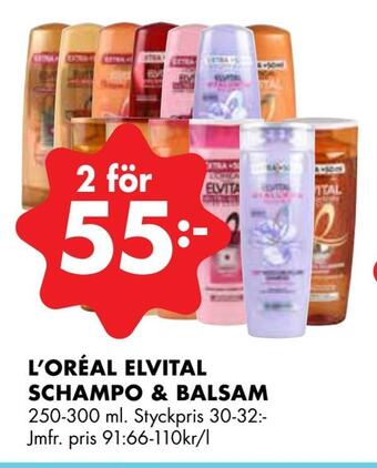 ÖoB L'oréal elvital schampo & balsam erbjuda