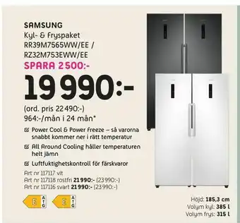 Samsung Kyl- & Fryspaket RR39M7565WW/EE / RZ32M753EWW/EE
