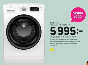 Elon WHIRLPOOL. Tvättmaskin FFB 8638 BV EU erbjuda