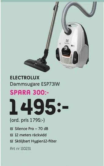 Elon Electrolux Dammsugare ESP73IW erbjuda