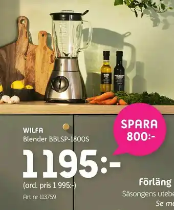 Elon WILFA Blender BBLSP-1800S erbjuda