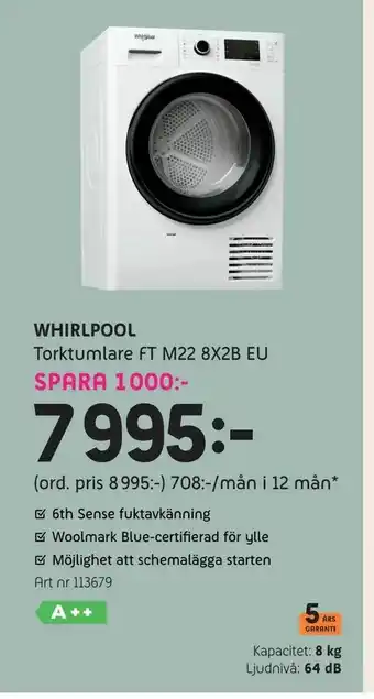 Whirlpool Torktumlare FT M22 8X2B EU