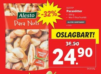 Lidl Paranötter erbjuda