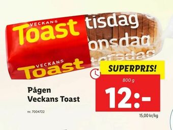 Lidl Pågen Veckans Toast erbjuda