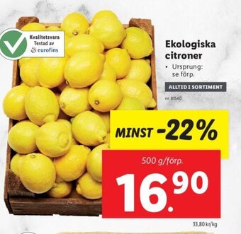 Lidl Ekologiska citroner erbjuda