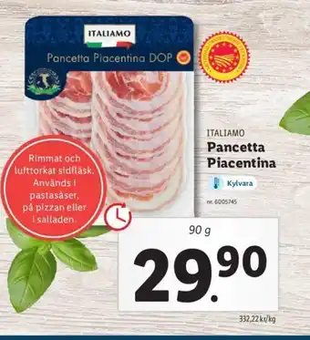 Lidl ITALIAMO Pancetta Piacentina erbjuda
